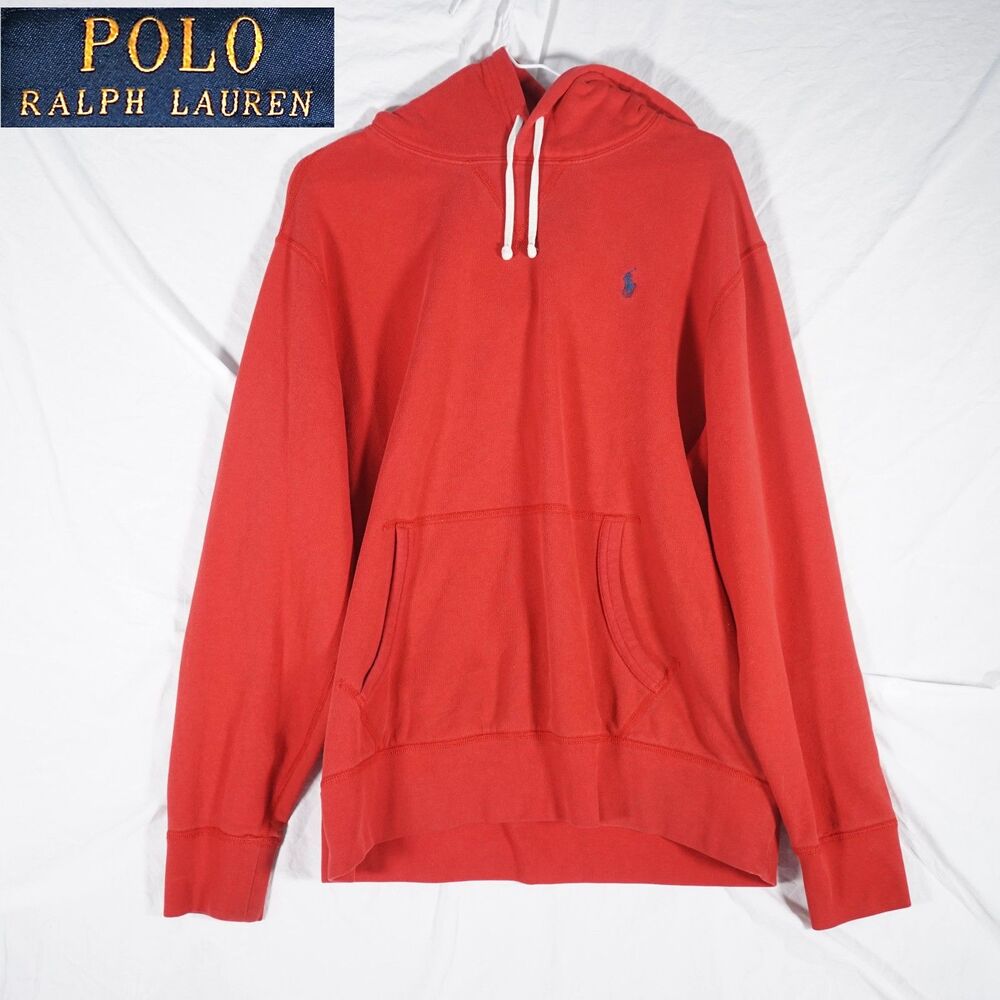 Polo Ralph Lauren Hoodie Red White Drawstrings Large